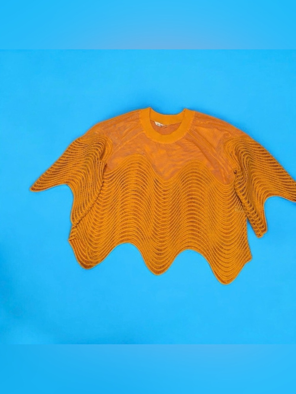 Wavy Mesh Statement Top - Marigold - NWOT